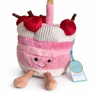 Jellycat Harrods Cheryl Cherry Cake Plush Pink Birthday Candle Amuseable A2BCC